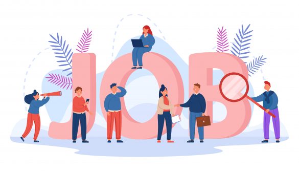 Tiny people searching for business opportunities